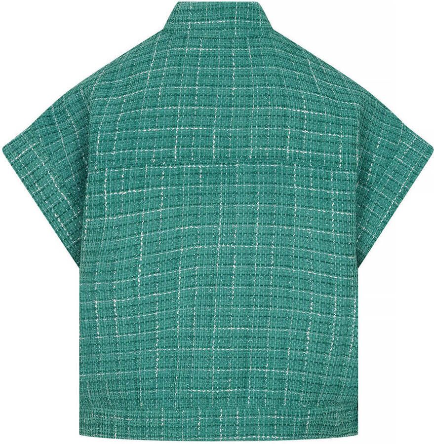 Studio AMAYA bouclé gilet met glitters groen - Foto 2