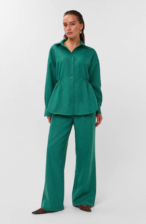 Studio AMAYA getailleerde gemêleerde blouse groen - Foto 2