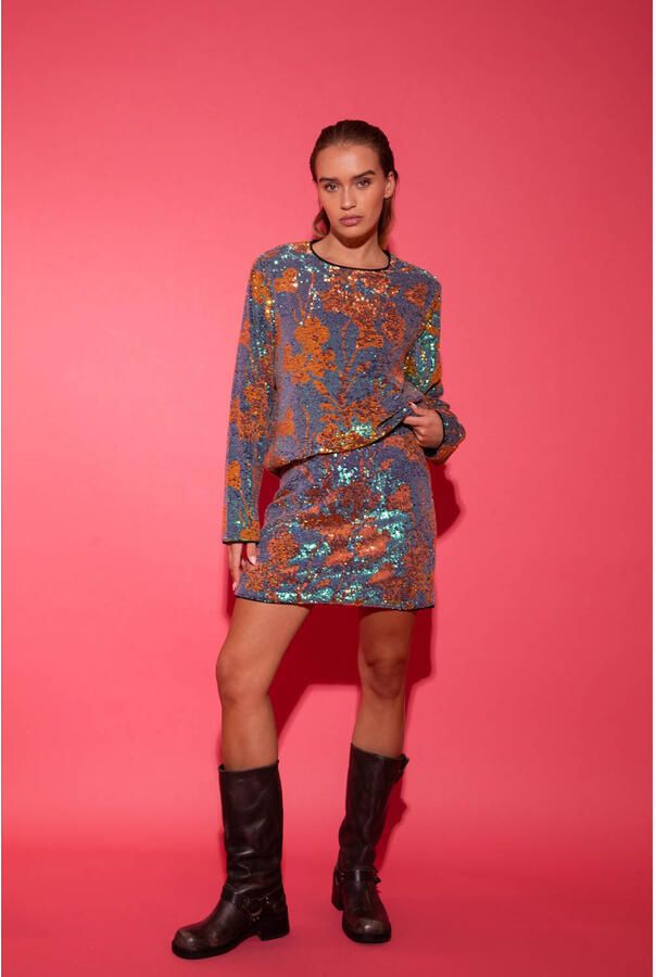 Studio AMAYA glitter top multi met pailletten