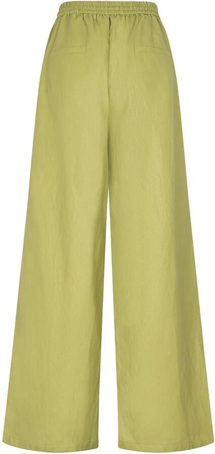 Studio AMAYA imitatieleren wide leg broek limegroen - Foto 2