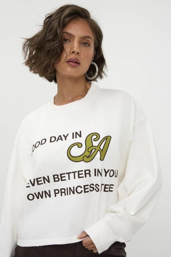 Studio AMAYA katoenen trui met tekst offwhite