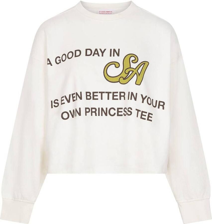 Studio AMAYA katoenen trui met tekst offwhite - Foto 2