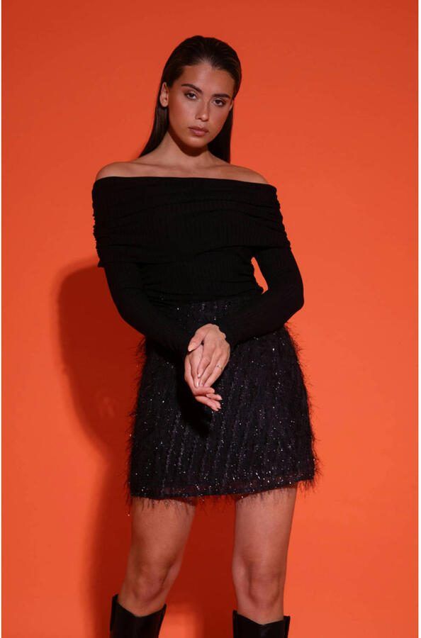 Studio AMAYA korte rok met glitter zwart - Foto 6