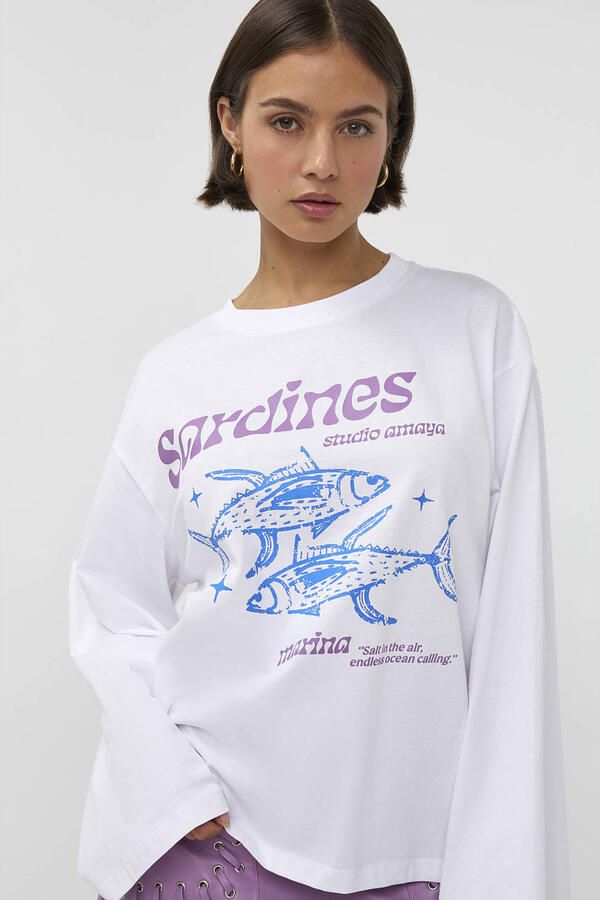 STUDIO AMAYA Dames Tops & T-shirts Sardines Wit - Foto 5