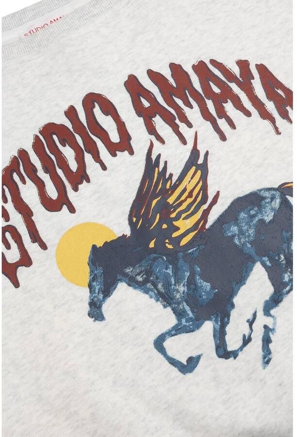 Studio AMAYA pullover met print lichtgrijs - Foto 3