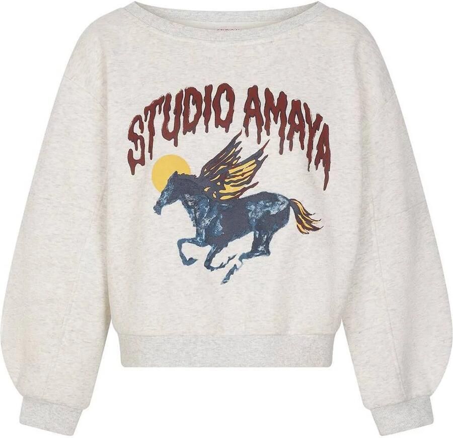 Studio AMAYA pullover met print lichtgrijs - Foto 2