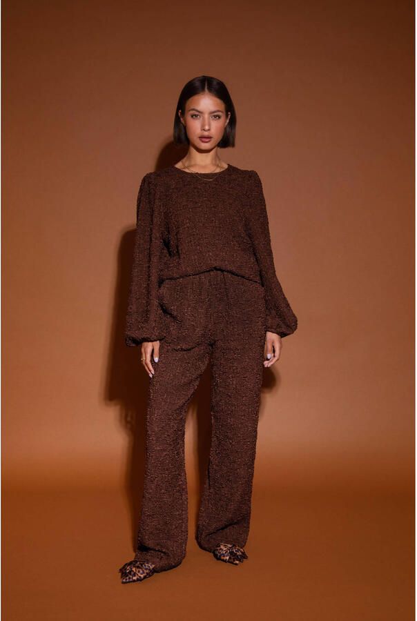 Studio AMAYA straight high waist broek bruin - Foto 5