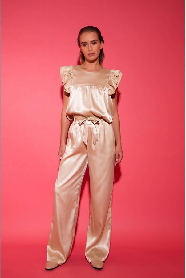 Studio AMAYA straight high waist broek champagne - Foto 6