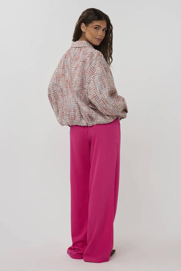 Studio AMAYA straight high waist broek met linnen roze - Foto 6