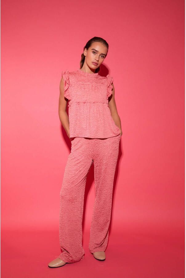 Studio AMAYA straight regular waist broek koraalrood - Foto 6