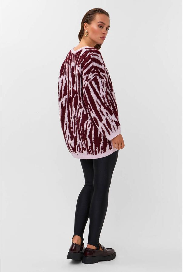 Studio AMAYA trui met print en wol donkerrood - Foto 2