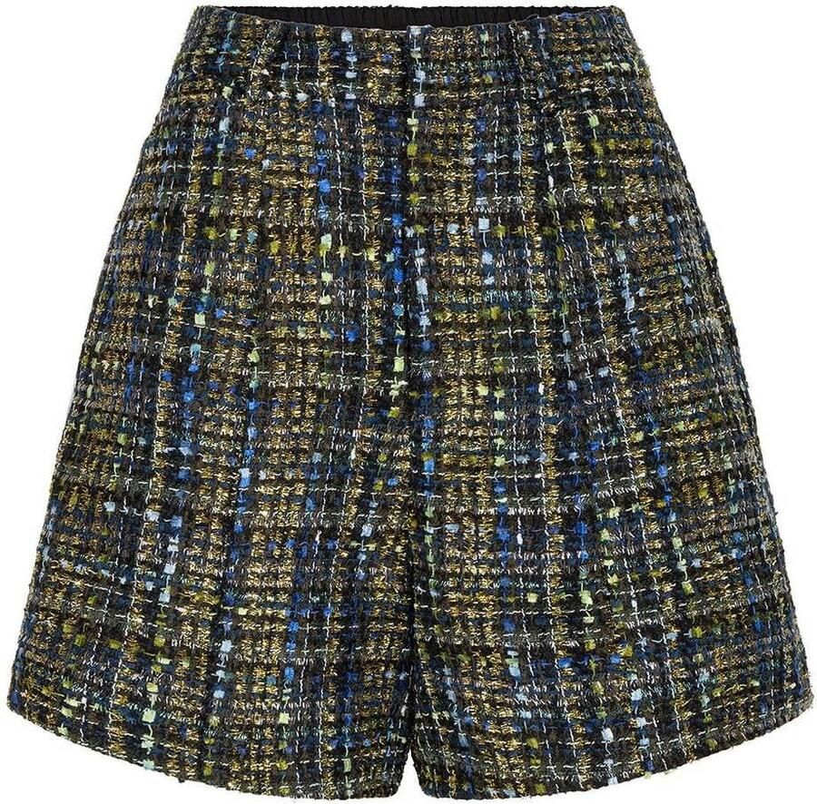Studio AMAYA tweed wide leg korte broek met glitters groen - Foto 2