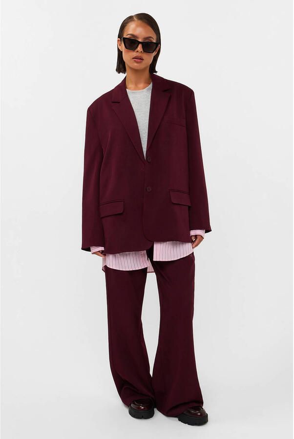 Studio AMAYA wide leg broek met plooien donkerrood