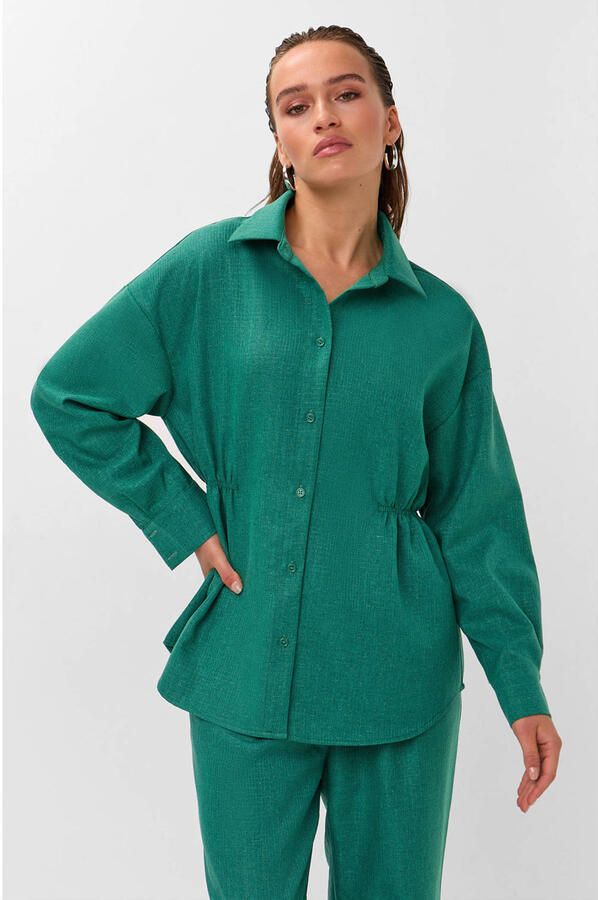 Studio AMAYA wide leg broek met plooien groen