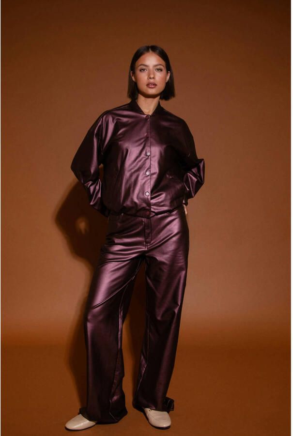 Studio AMAYA wide leg high waist broek bruin - Foto 6