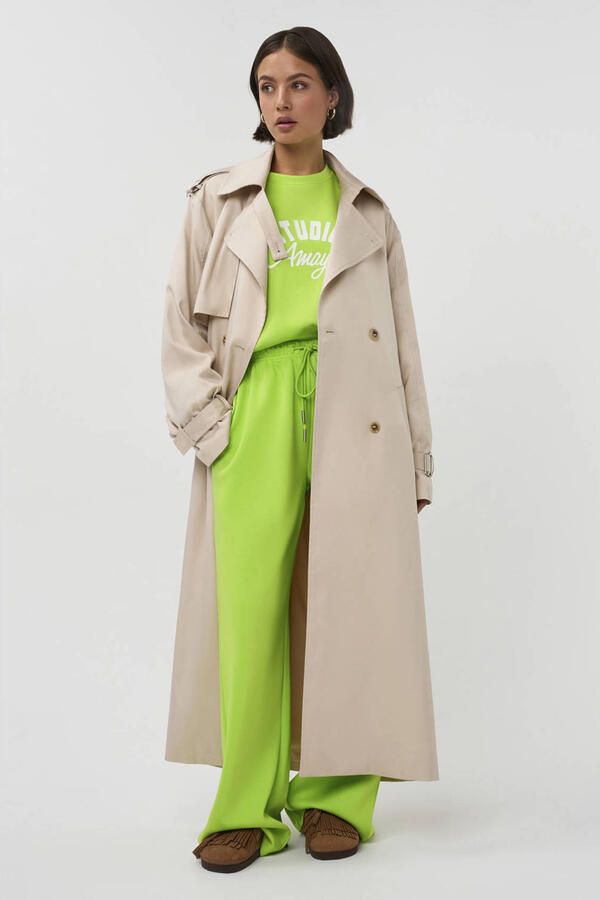 Studio AMAYA wide leg high waist broek limegroen - Foto 6
