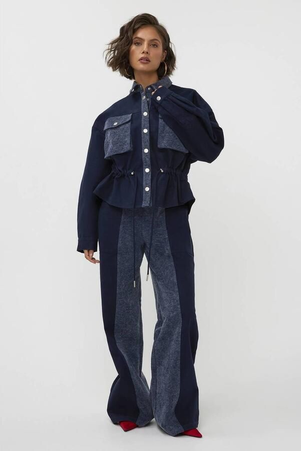 Studio AMAYA wide leg jeans grijsblauw