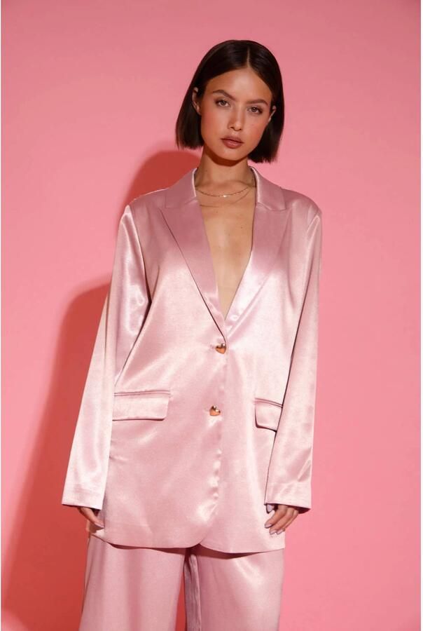 Studio AMAYA x Poespas oversized blazer roze met pailletten