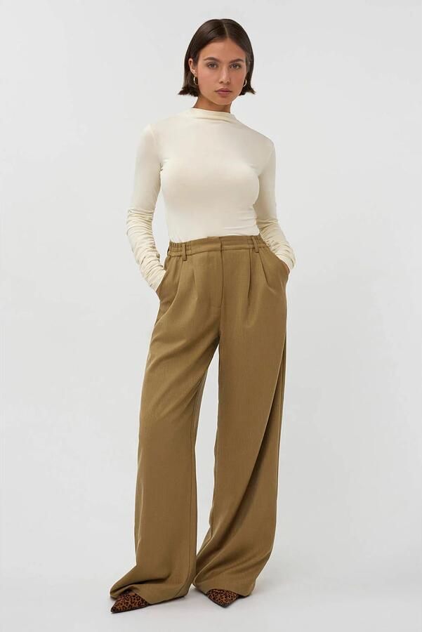 Studio AMAYA X Sofie Graafland wide leg broek met plooien kaki
