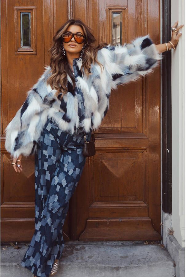 Studio AMAYA X Sofie Graafland faux fur jas blauw - Foto 3