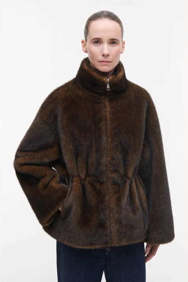 Studio AR by ARMA faux fur jas donkerbruin