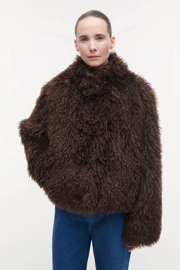 STUDIO AR Dames Jassen Millie Faux Tibet Lamb Bruin