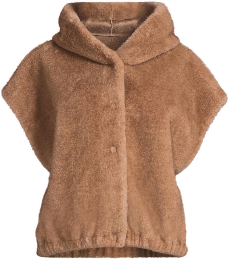 STUDIO AR Faux mink gilet Olena camel - Foto 7