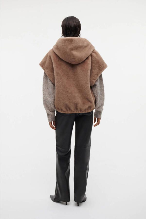 STUDIO AR Faux mink gilet Olena camel - Foto 6