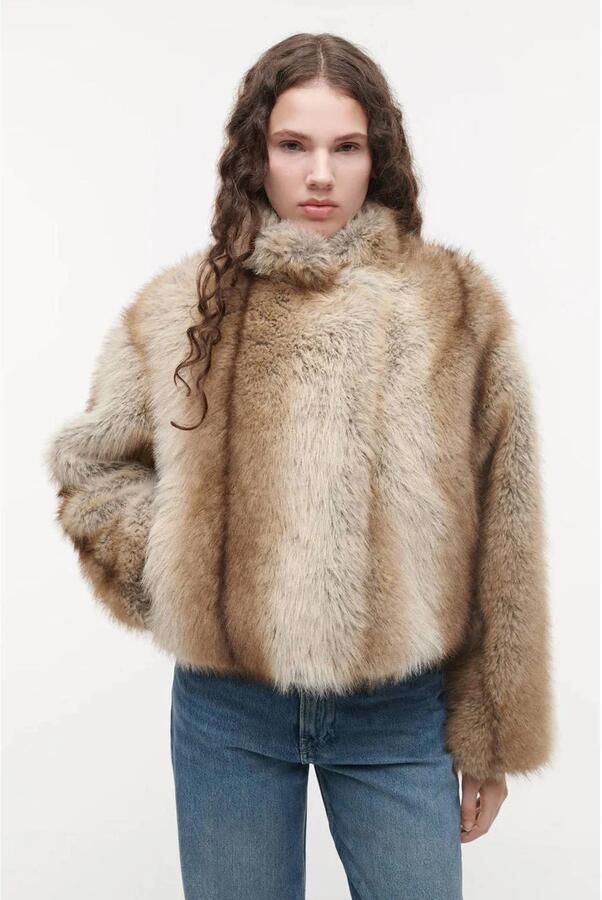 Studio AR by ARMA imitatiebont faux fur winterjas bruin