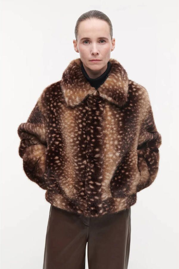 Studio AR by ARMA imitatiebont faux fur winterjas met dierenprint bruin