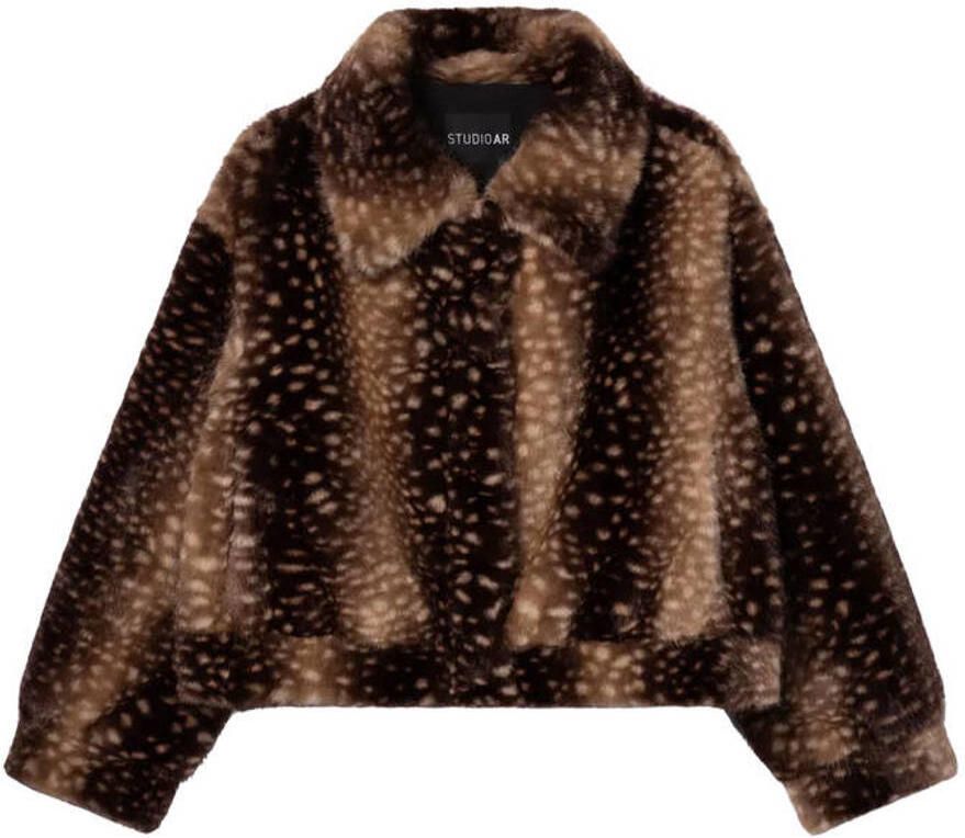Studio AR by ARMA imitatiebont faux fur winterjas met dierenprint bruin - Foto 2