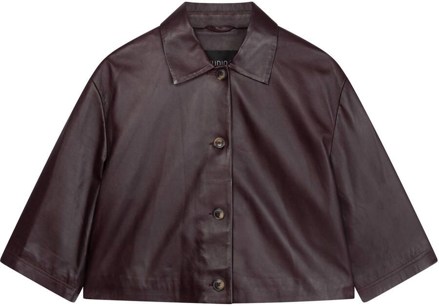 Studio AR by ARMA leren blouse roodbruin