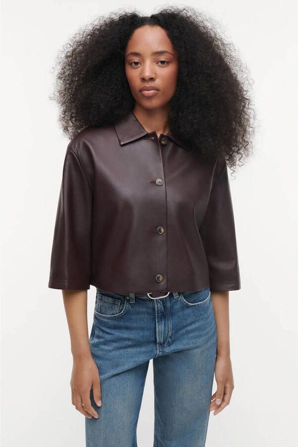 Studio AR by ARMA leren blouse roodbruin