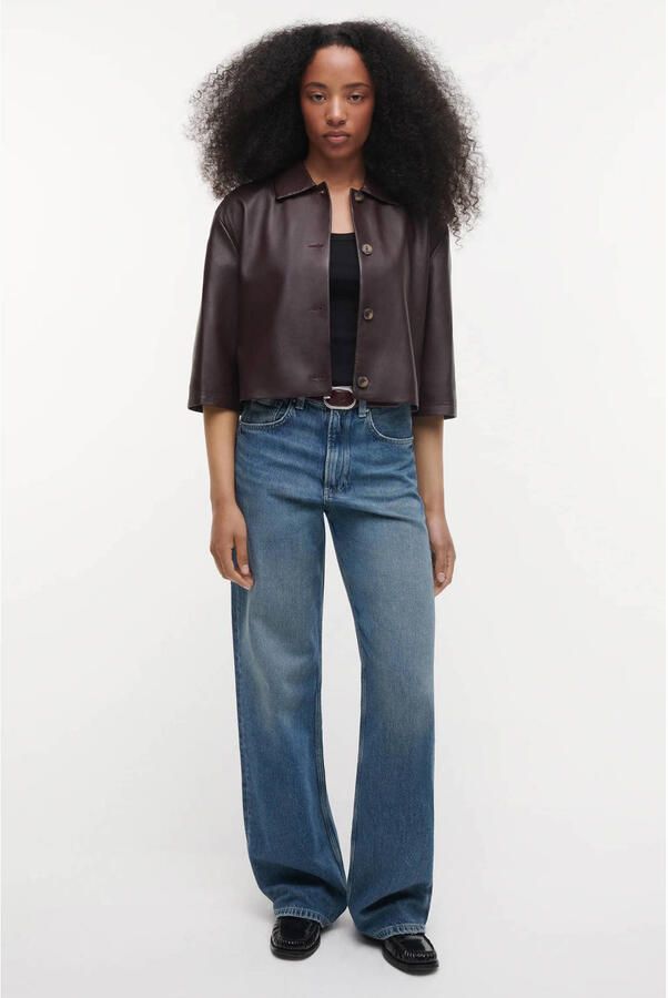 Studio AR by ARMA leren blouse roodbruin - Foto 2