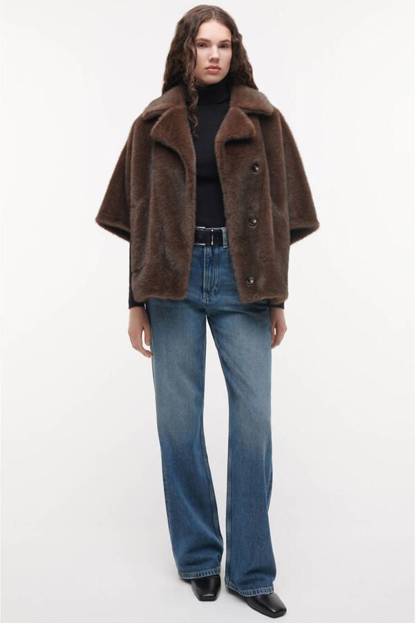 STUDIO AR Dames Jassen Clara Faux Mink Bruin - Foto 6