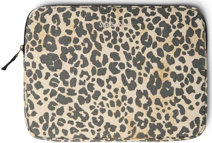 Studio Noos 13 inch laptopsleeve Soft Cotton Leopard beige zwart