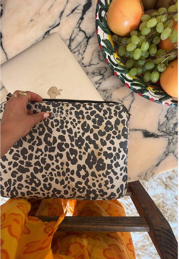 Studio Noos 13 inch laptopsleeve Soft Cotton Leopard beige zwart - Foto 2