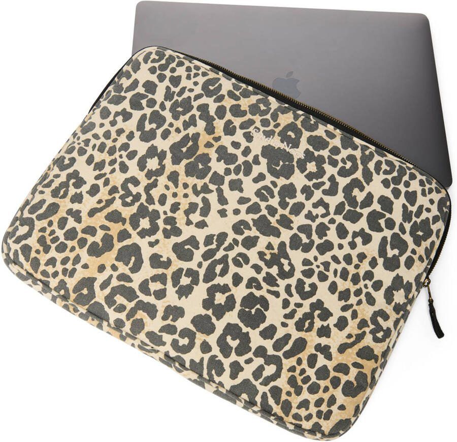 Studio Noos 15 inch laptopsleeve Soft Cotton Leopard beige zwart - Foto 2
