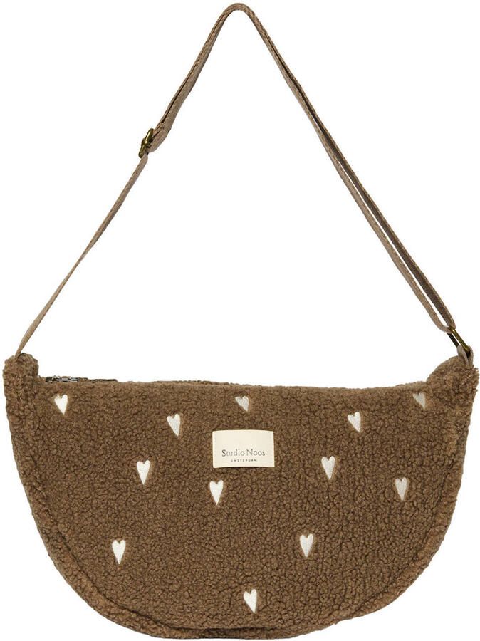 Studio Noos crossbody tas Brown Teddy Hearts bruin