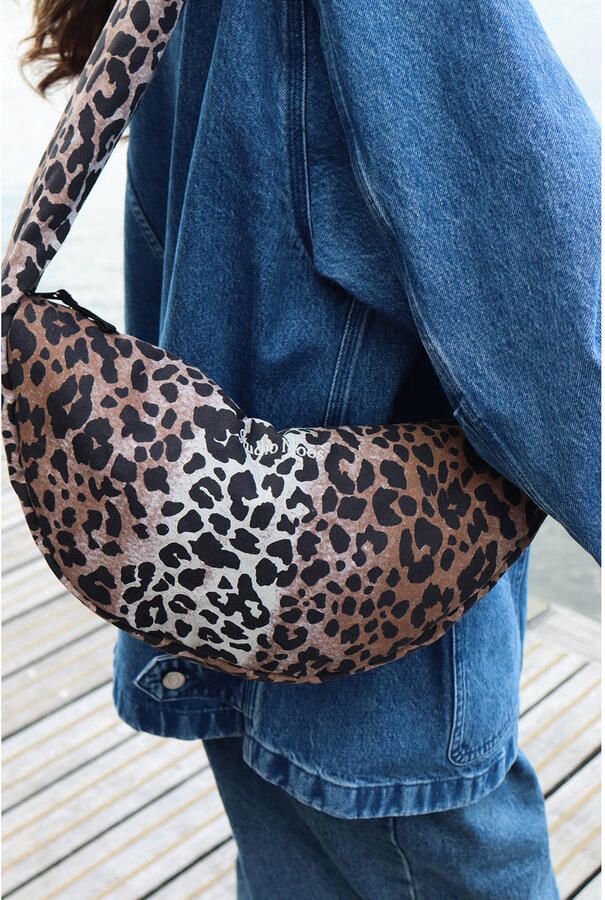 Studio Noos crossbody tas met panterprint Puffy Mini bruin