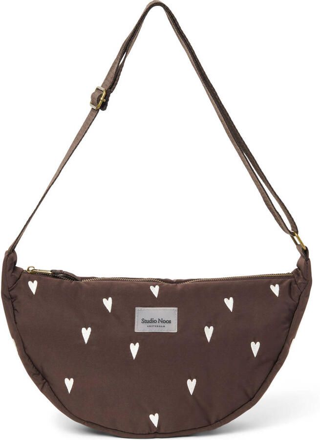 Studio Noos crossbody tas Puffy Hearts bruin
