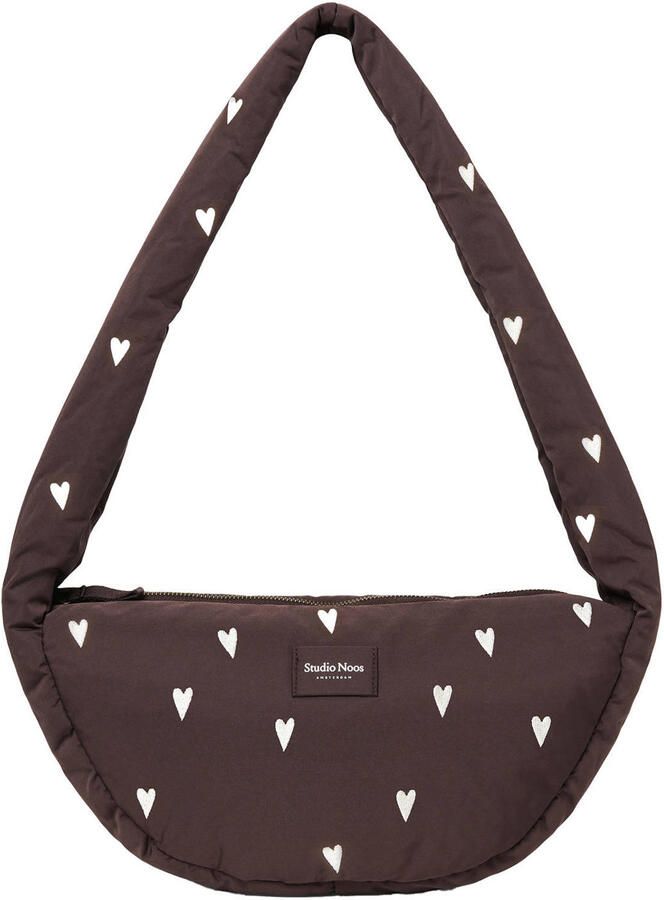 Studio Noos crossbody tas Puffy Hearts Mini bruin