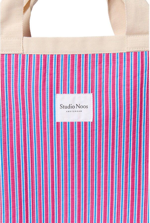 Studio Noos gestreepte strandtas Poplin Beach Bag paars Dames Katoen Streep - Foto 3