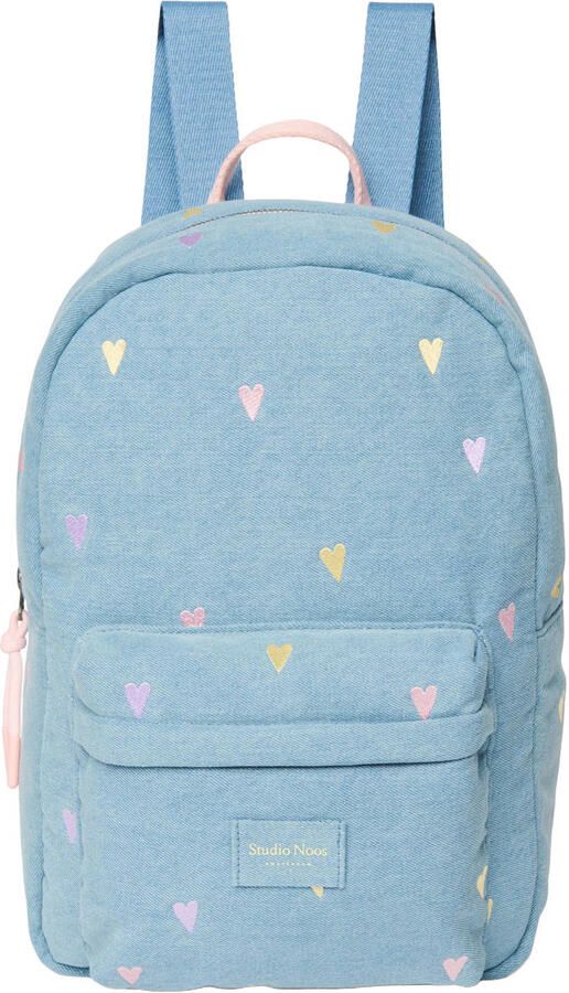 Studio Noos rugzak denim midi met hartjes print Blauw Hartjes