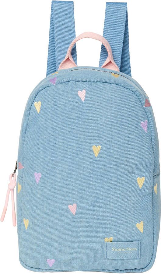 Studio Noos rugzak denim mini met hartjes print Blauw Hartjes