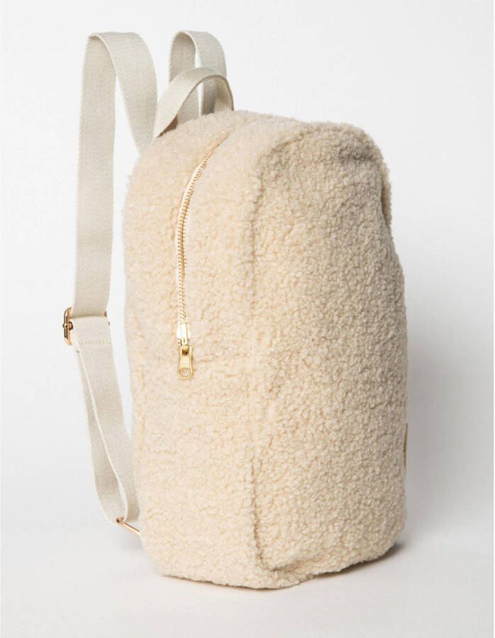 Studio Noos Rugzak Ecru teddy mini rugzak voor ers zacht praktisch