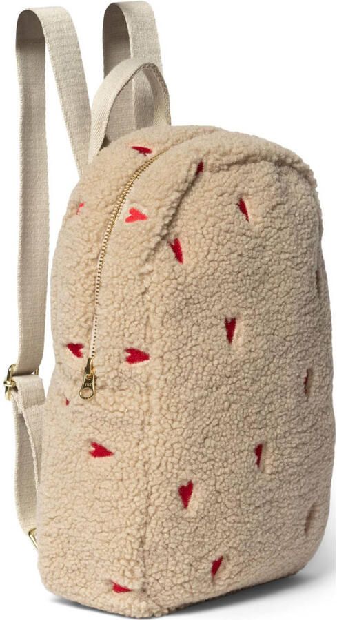 Studio Noos teddy rugzak met hartjes print ecru rood - Foto 2