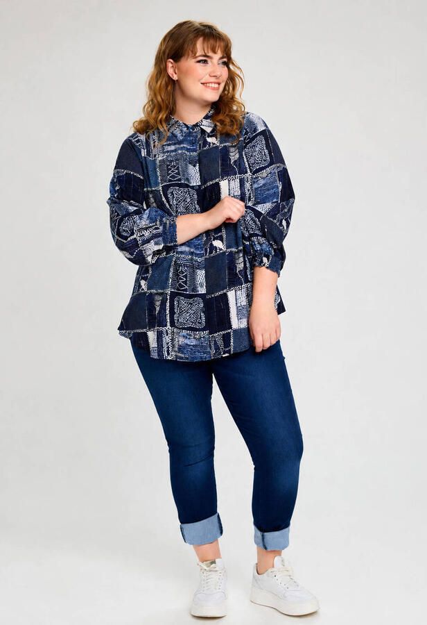 STUDIO blouse Plus Size met print donkerblauw - Foto 2