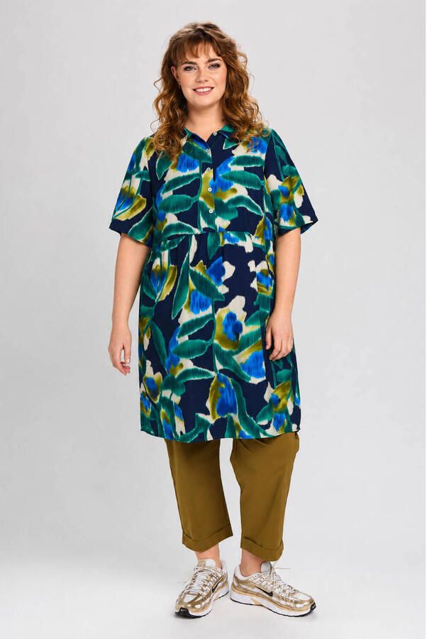 STUDIO blousejurk Plus Size met print donkerblauw