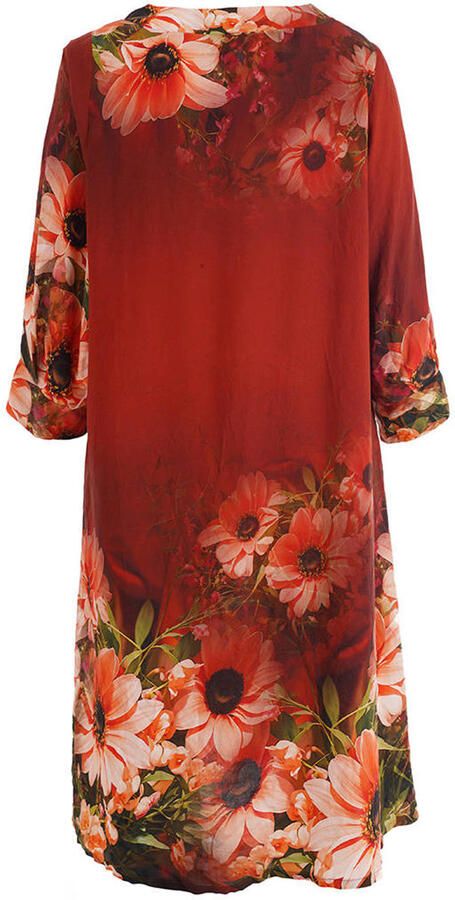 STUDIO gebloemde midi jurk Plus Size donkerrood - Foto 3